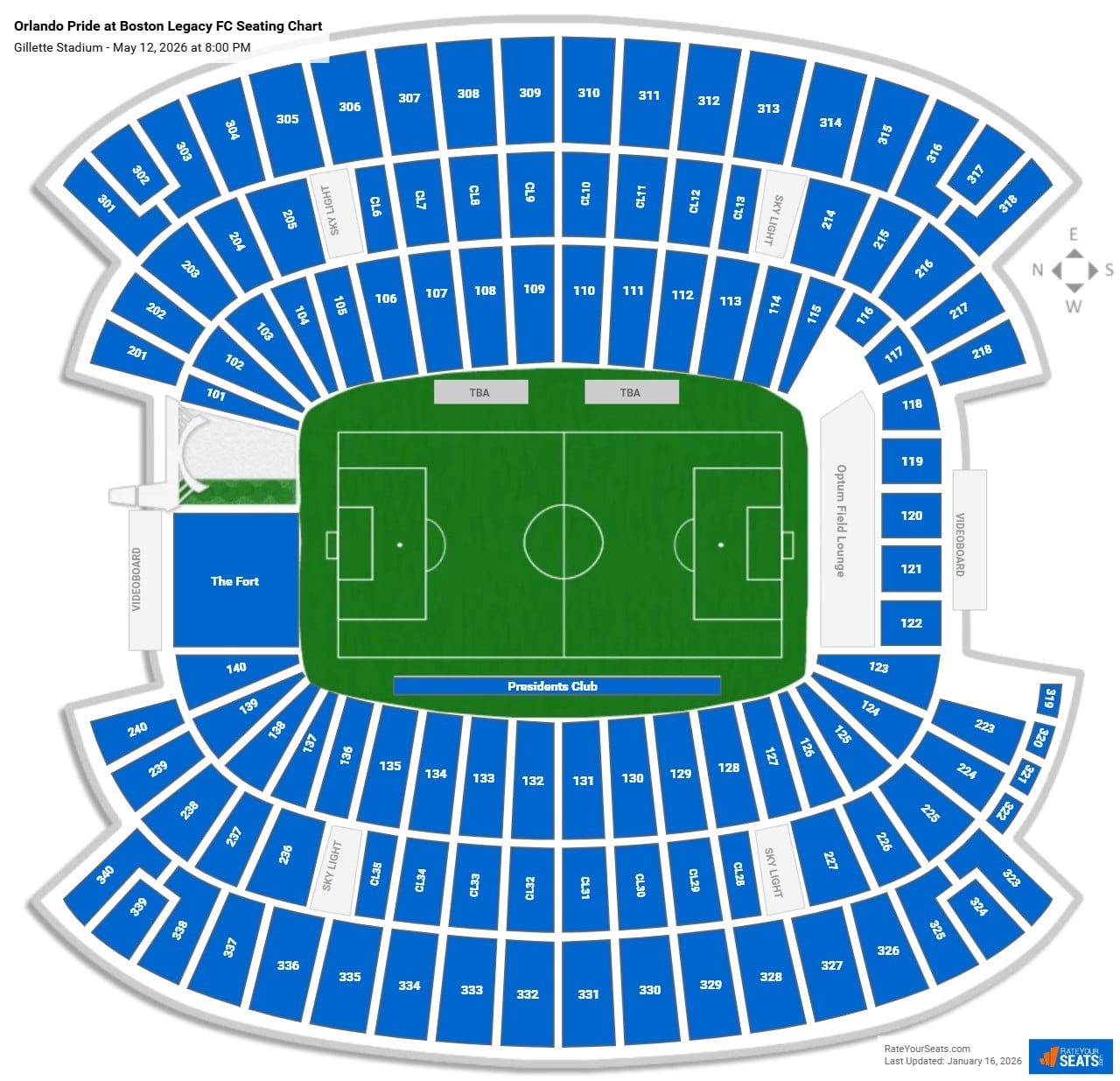 Orlando Pride at Boston Legacy FC seating chart Gillette Stadium