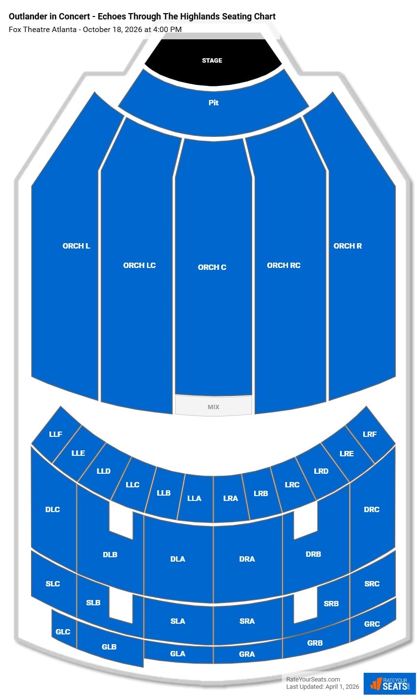 Outlander in Concert - Echoes Through The Highlands seating chart Fox Theatre Atlanta