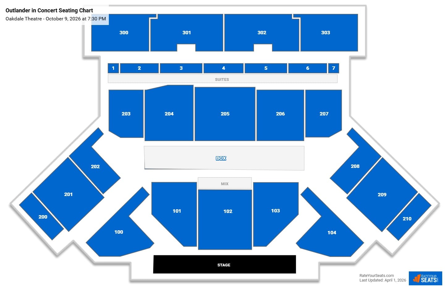 Outlander in Concert seating chart Oakdale Theatre