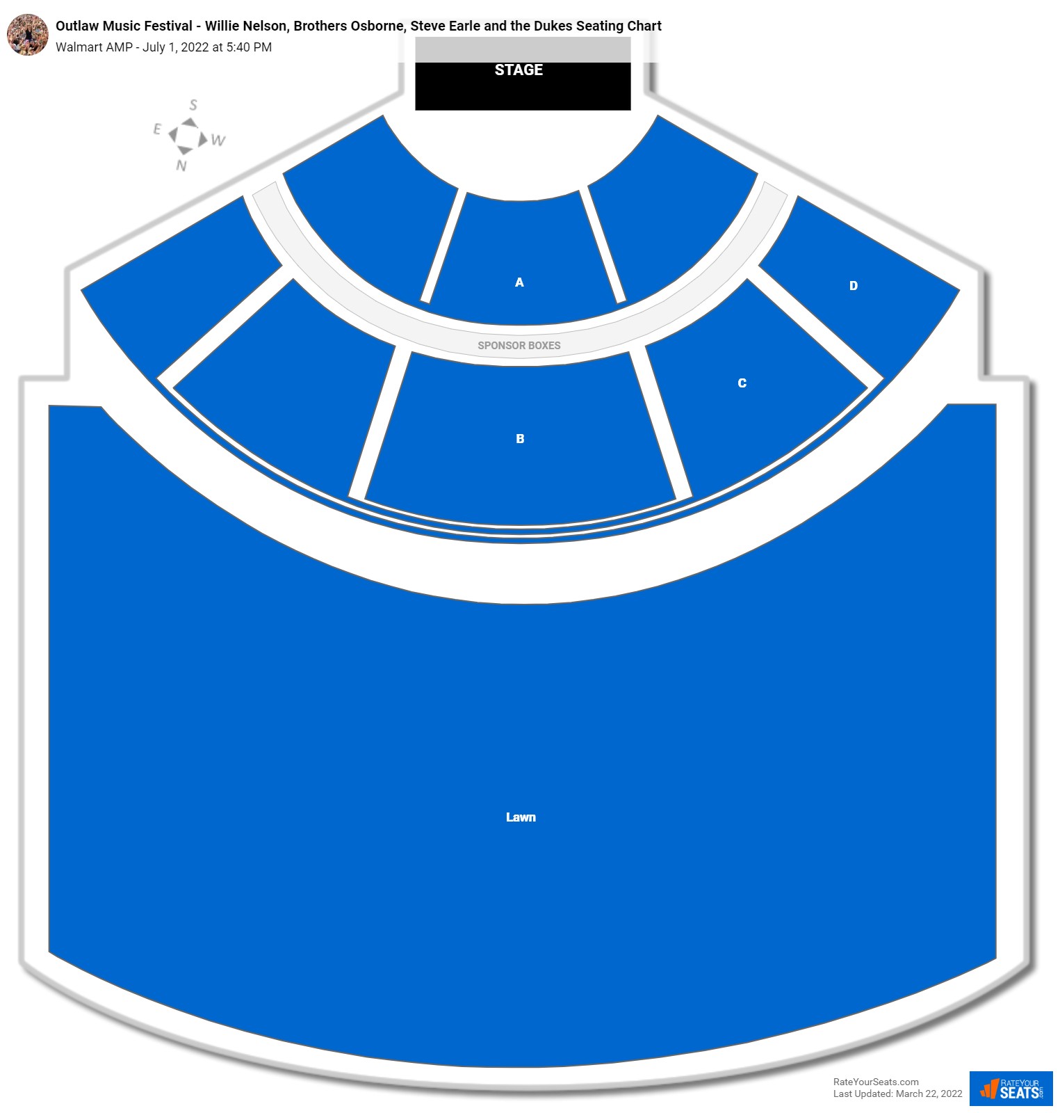 Outlaw Music Festival - Willie Nelson, Brothers Osborne, Steve Earle and the Dukes seating chart Walmart AMP