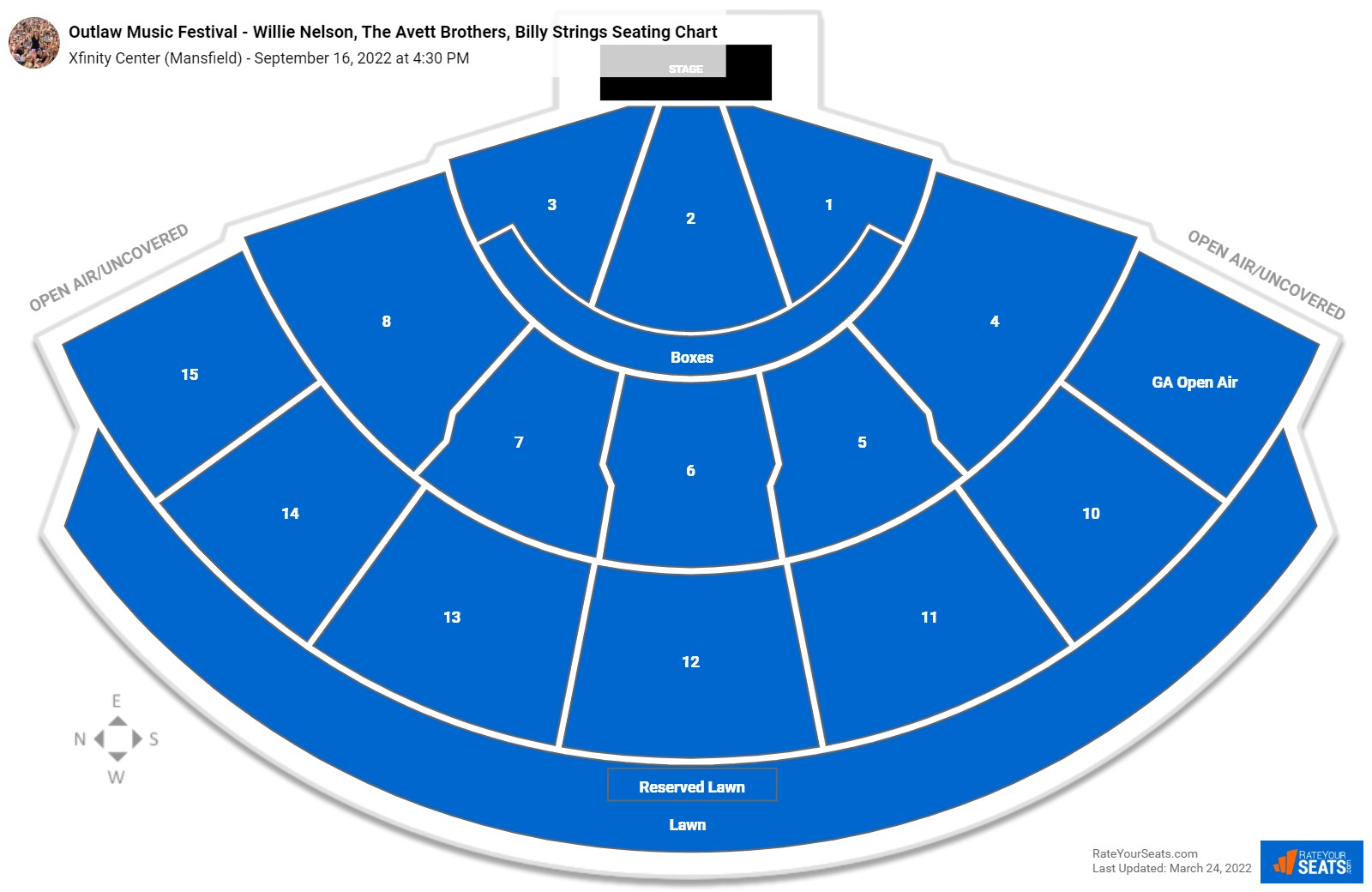 Outlaw Music Festival - Willie Nelson, The Avett Brothers, Billy Strings seating chart Xfinity Center (Mansfield)