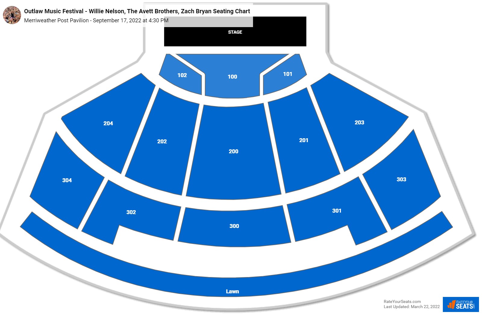 Outlaw Music Festival - Willie Nelson, The Avett Brothers, Zach Bryan seating chart Merriweather Post Pavilion