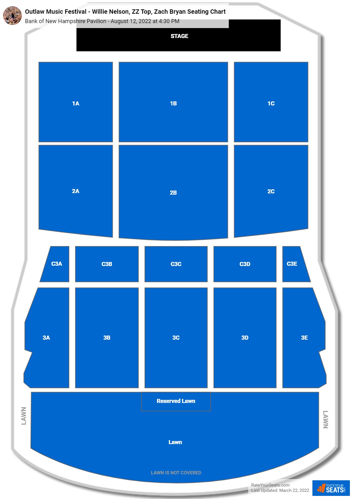 Outlaw Music Festival - Willie Nelson, ZZ Top, Zach Bryan seating chart Bank of New Hampshire Pavilion