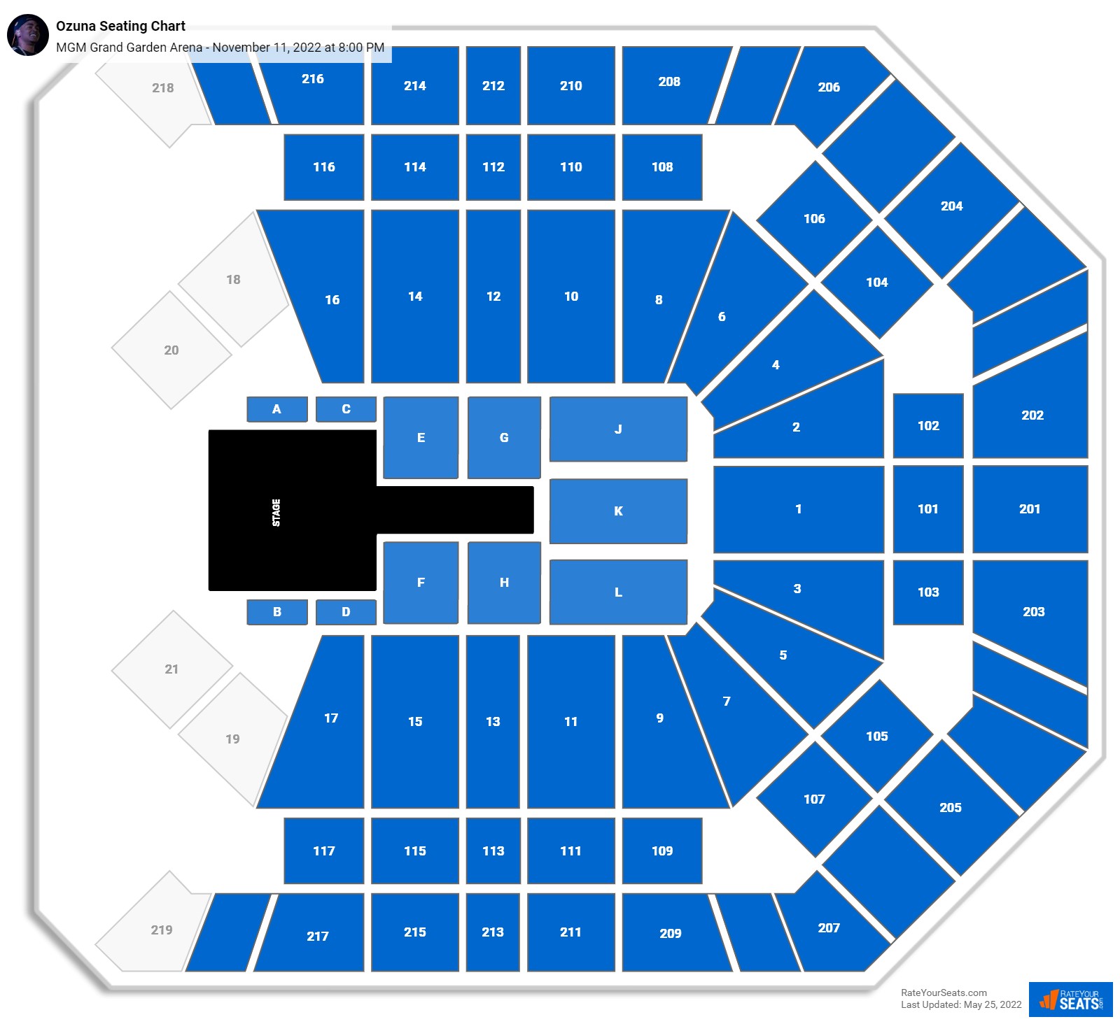 Ozuna seating chart MGM Grand Garden Arena
