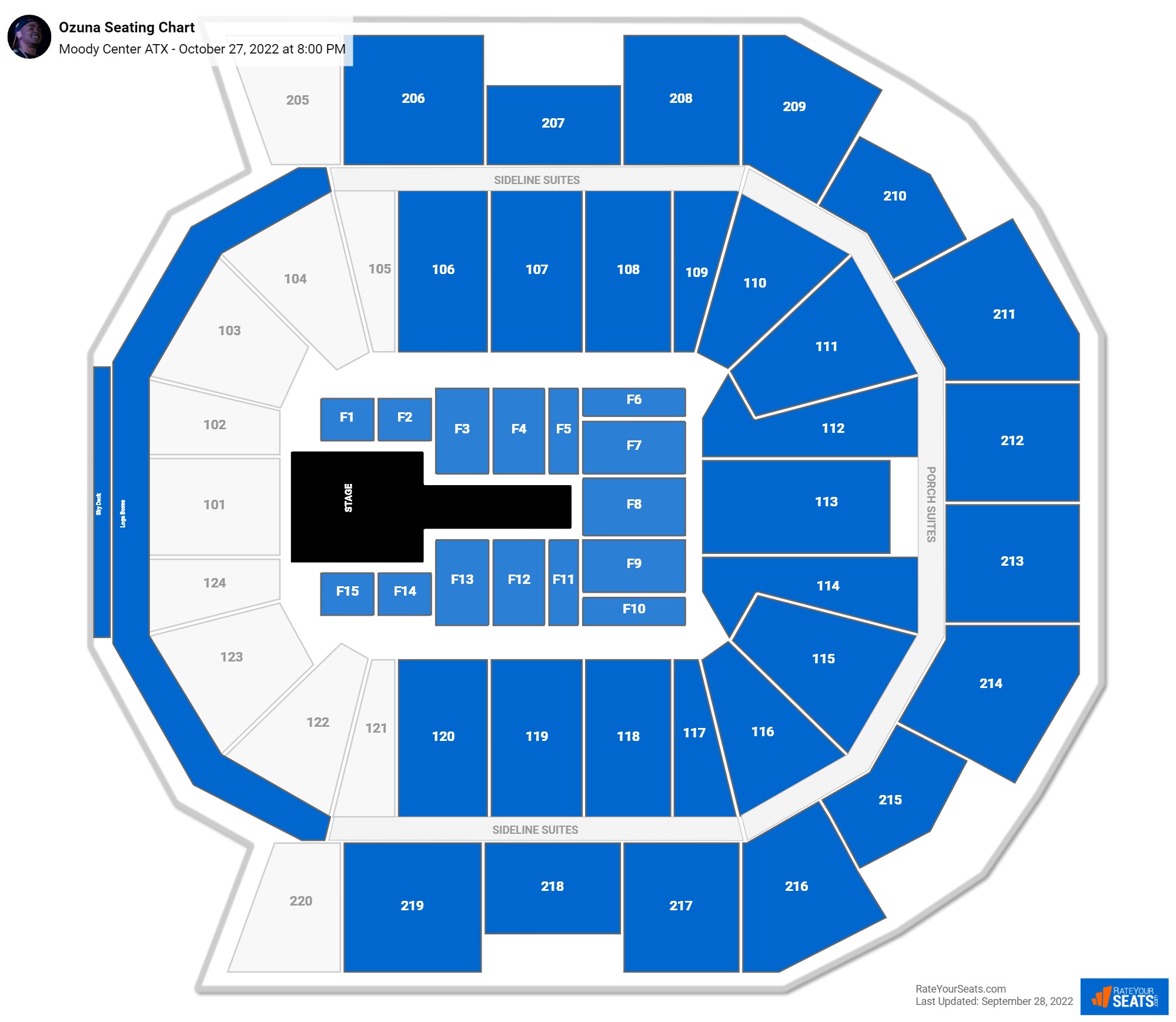 Ozuna seating chart Moody Center ATX