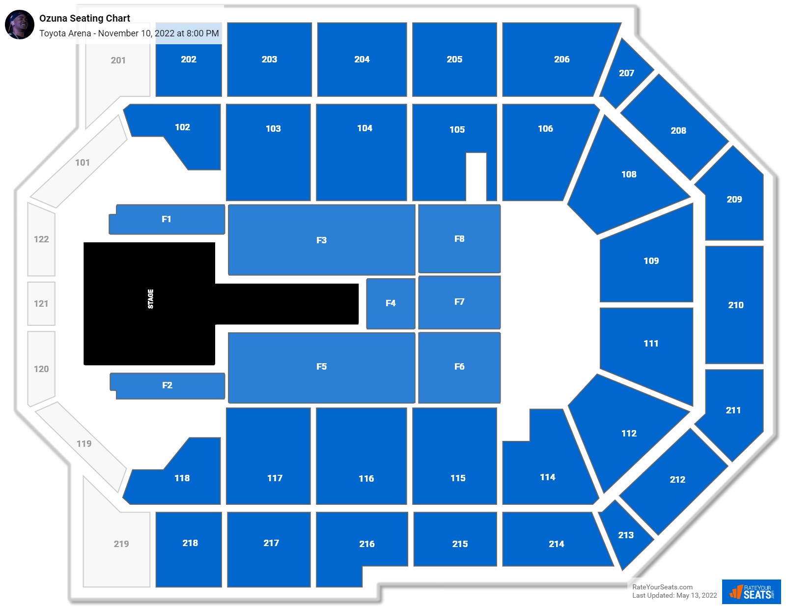 Ozuna seating chart Toyota Arena