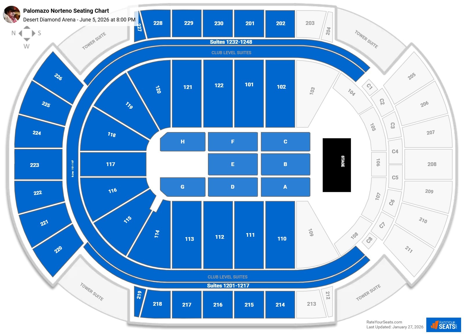 Palomazo Norteno seating chart Desert Diamond Arena
