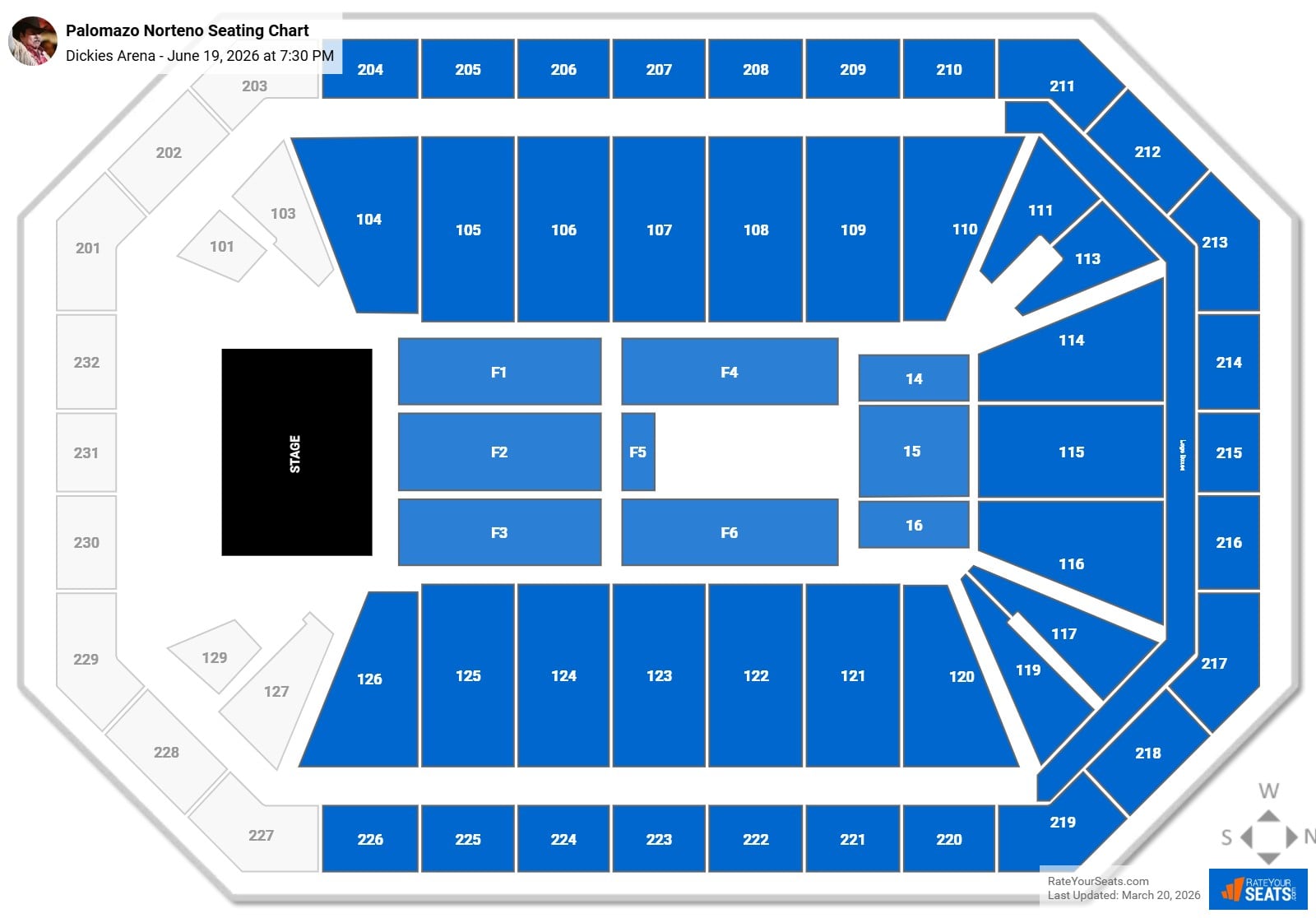 Palomazo Norteno seating chart Dickies Arena