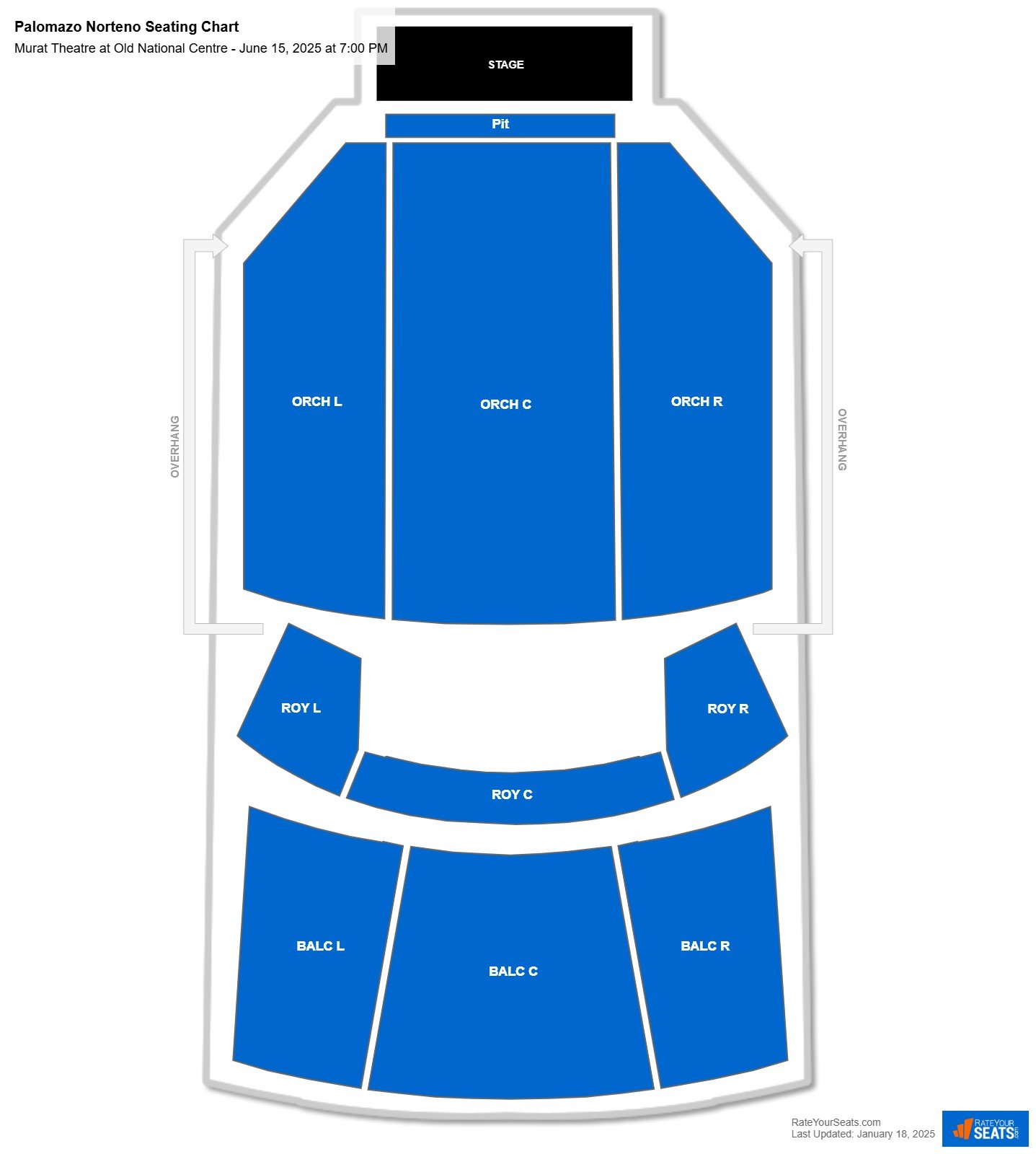 Palomazo Norteno seating chart Murat Theatre at Old National Centre