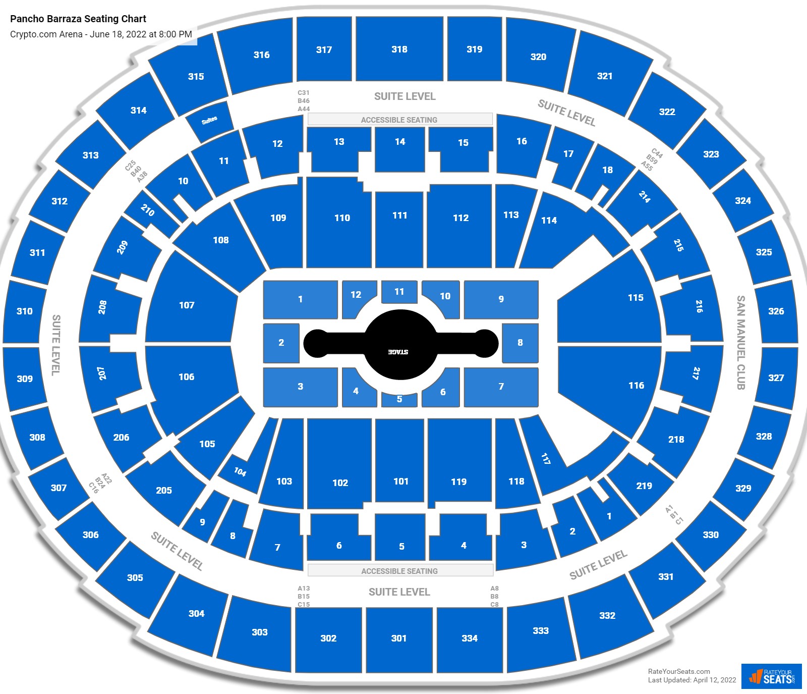 Pancho Barraza seating chart Crypto.com Arena