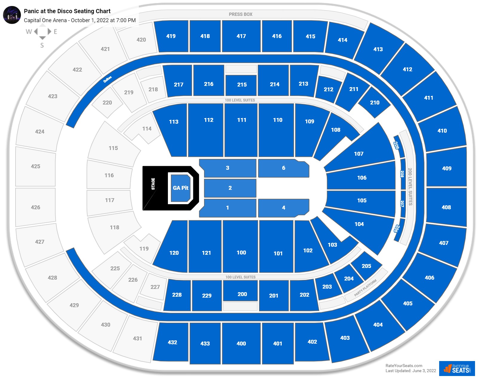Panic at the Disco seating chart Capital One Arena