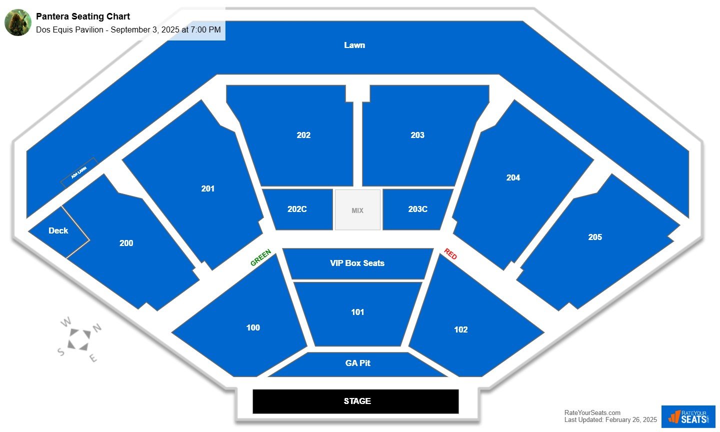 Pantera seating chart Dos Equis Pavilion