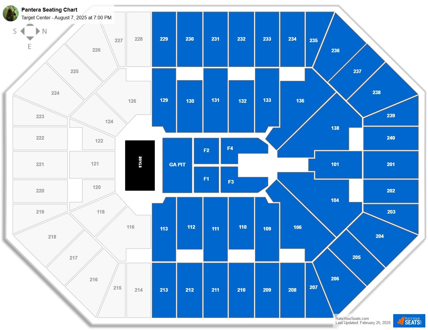 Pantera seating chart Target Center