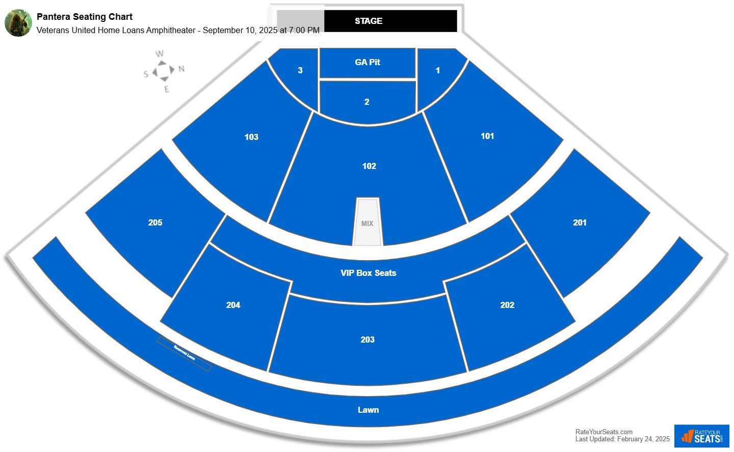 Pantera seating chart Veterans United Home Loans Amphitheater
