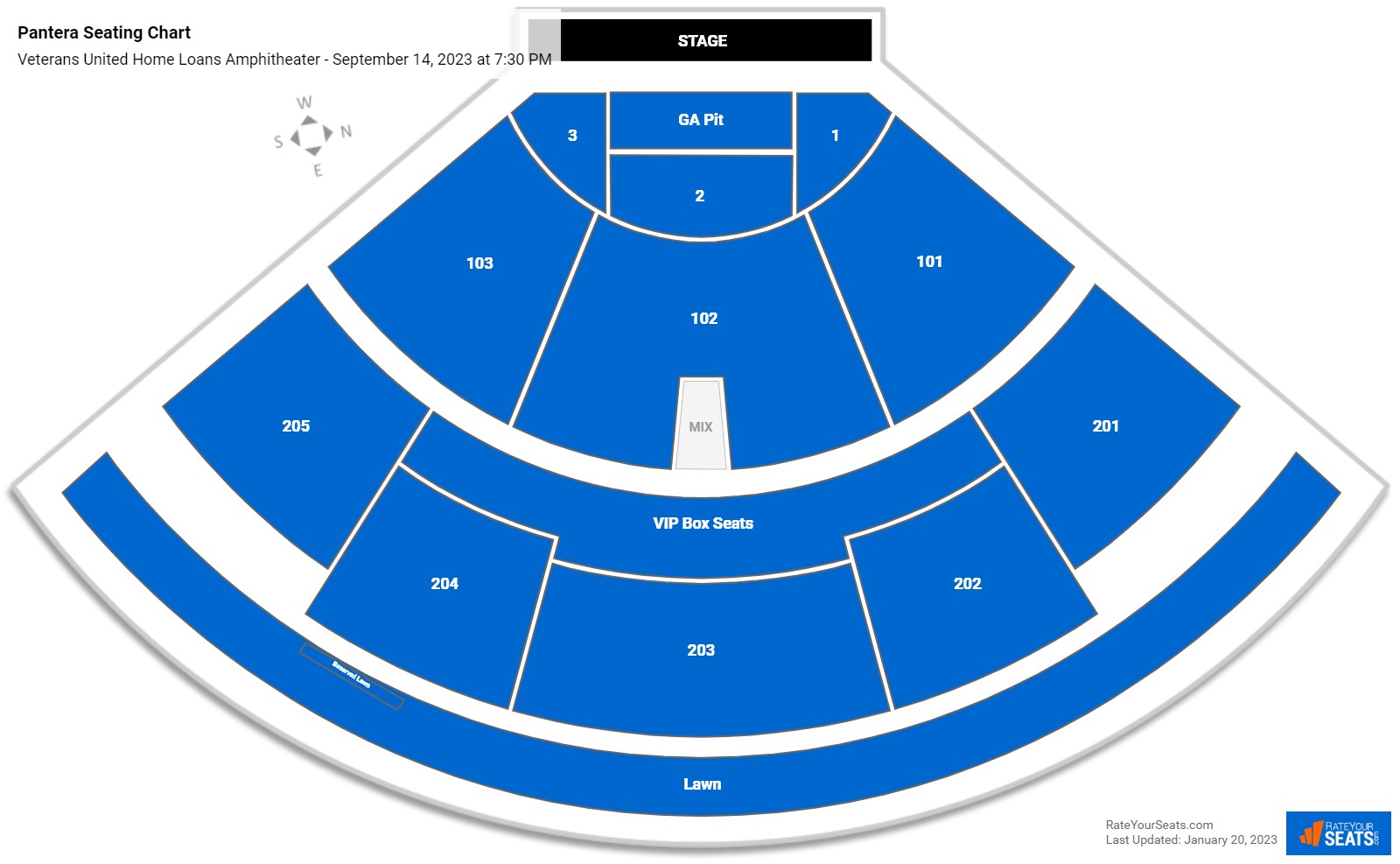 Pantera seating chart Veterans United Home Loans Amphitheater