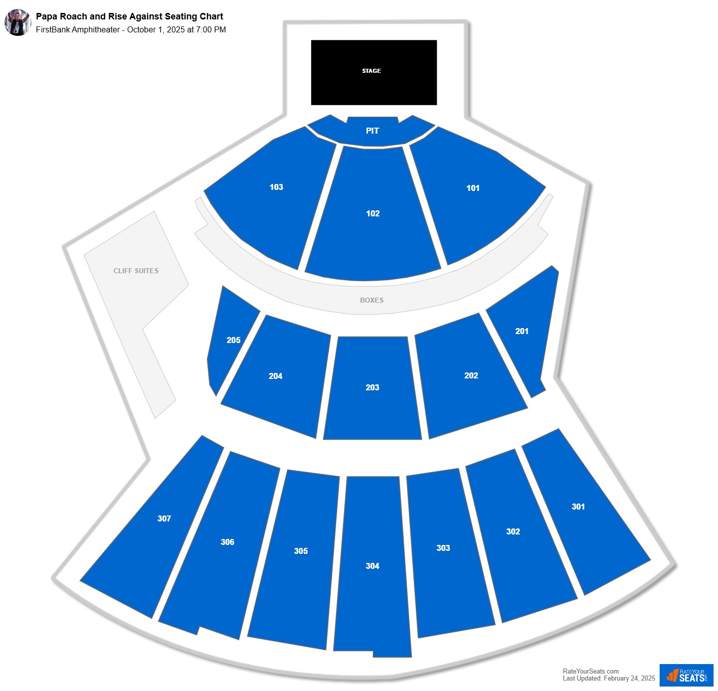 Papa Roach and Rise Against seating chart FirstBank Amphitheater