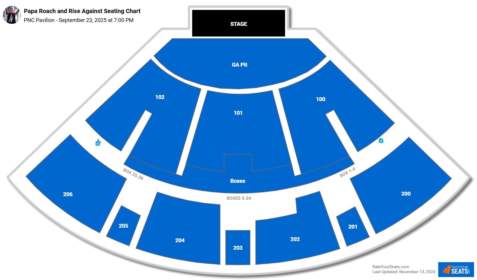 Papa Roach and Rise Against seating chart PNC Pavilion