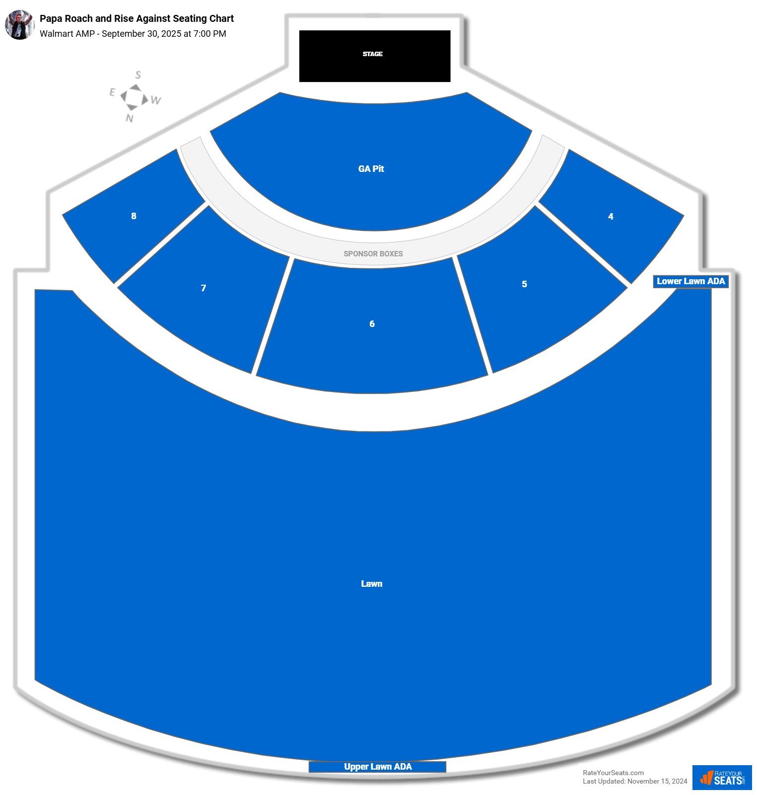 Papa Roach and Rise Against seating chart Walmart AMP