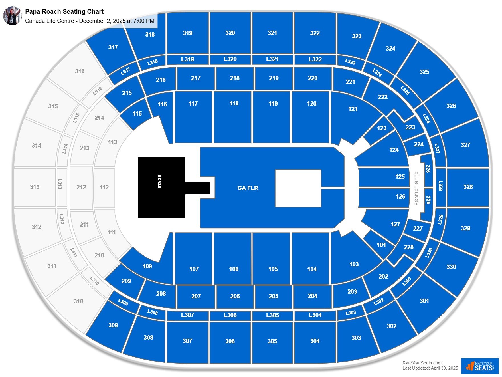 Papa Roach seating chart Canada Life Centre
