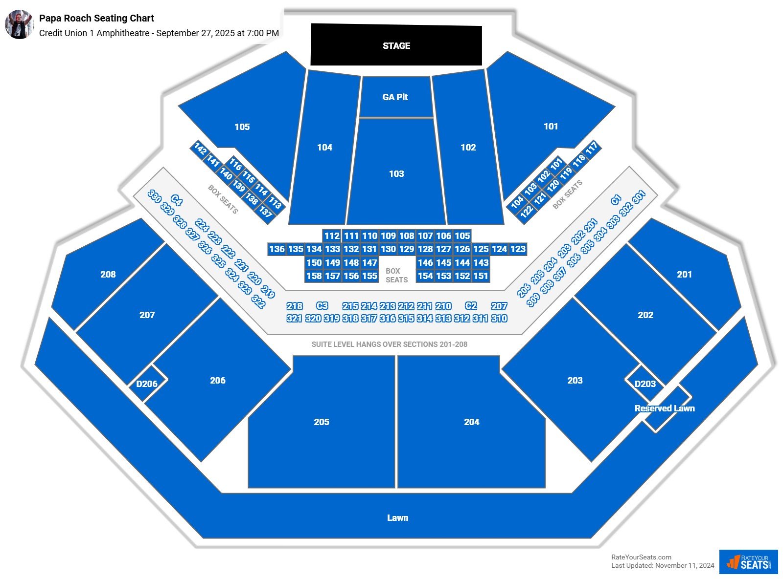 Papa Roach and Rise Against seating chart Credit Union 1 Amphitheatre