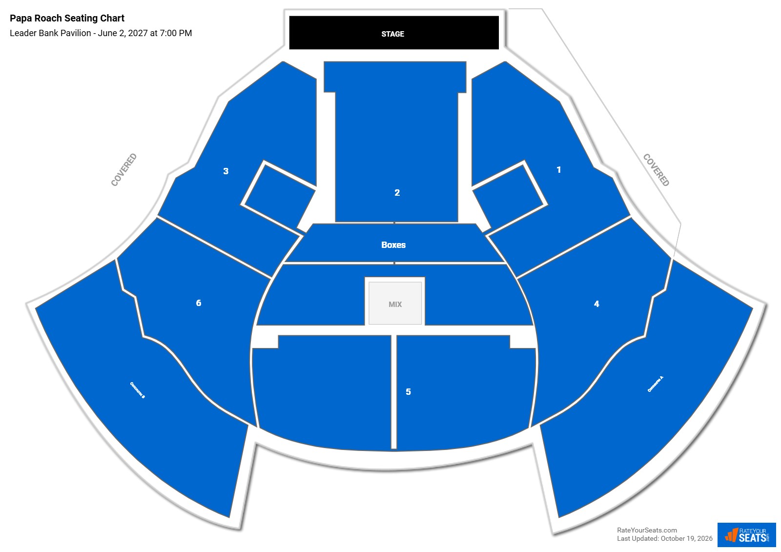 Papa Roach Seating Chart at Leader Bank Pavilion