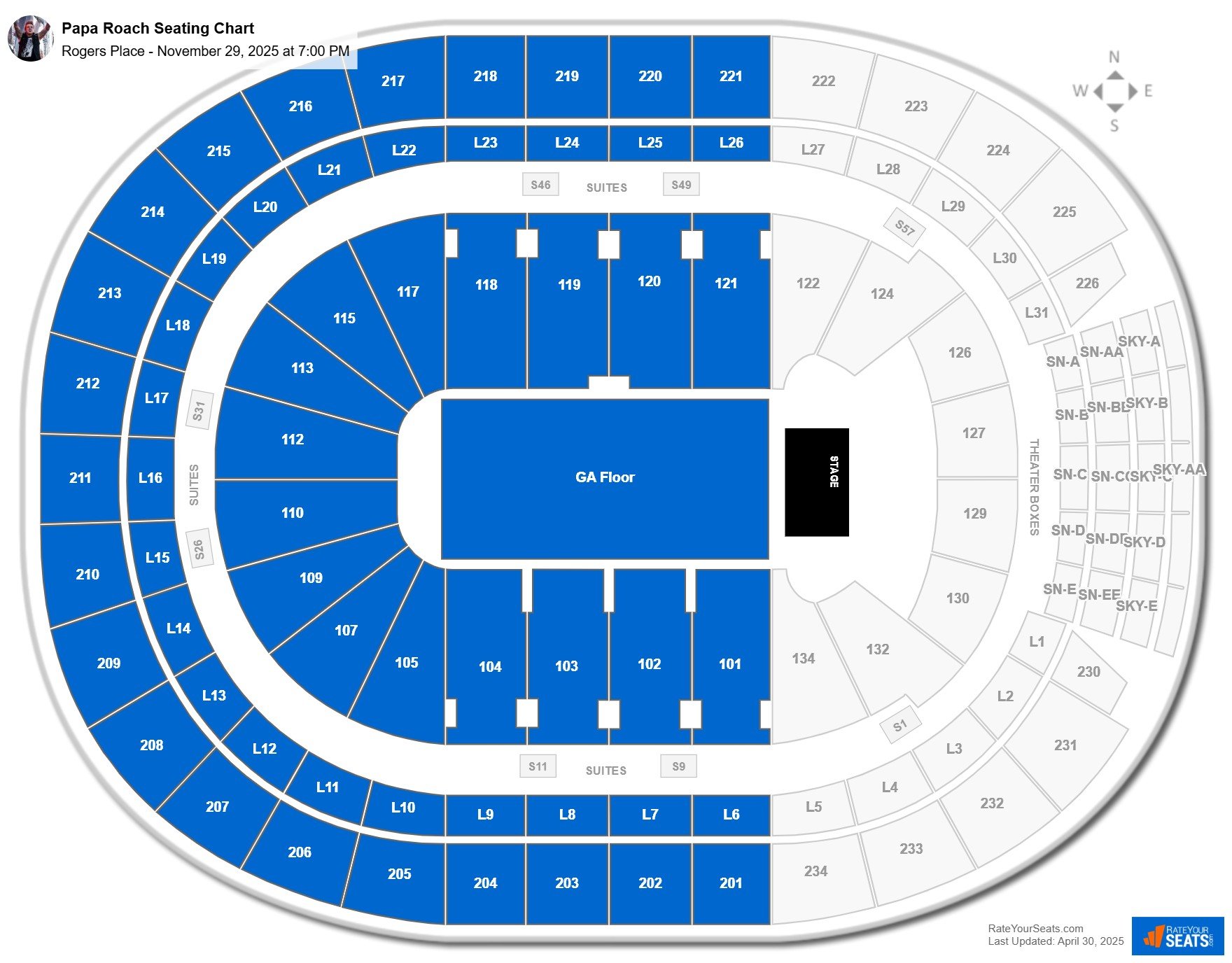 Papa Roach seating chart Rogers Place