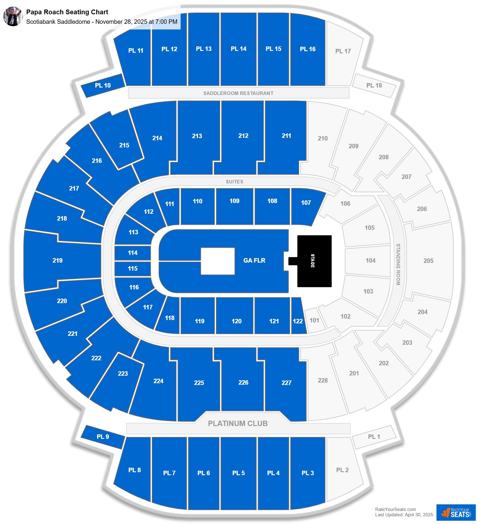 Papa Roach seating chart Scotiabank Saddledome