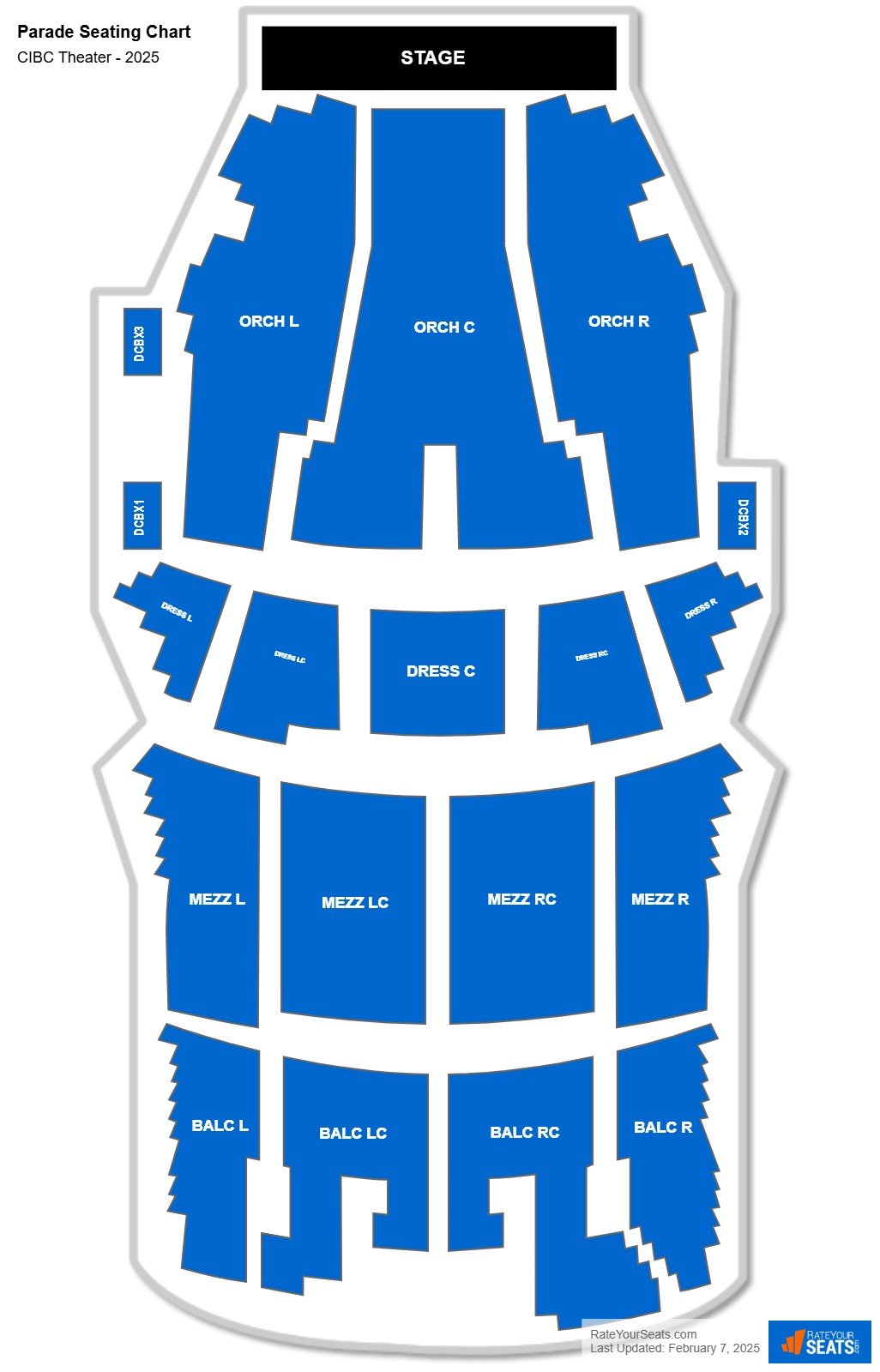 Parade seating chart CIBC Theater