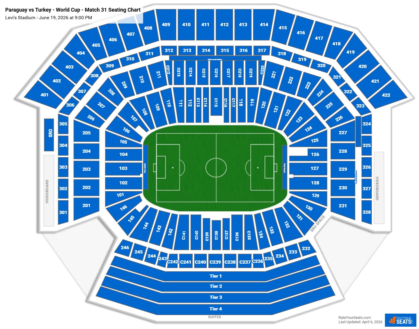 Paraguay vs Turkey - World Cup - Match 31 seating chart Levi