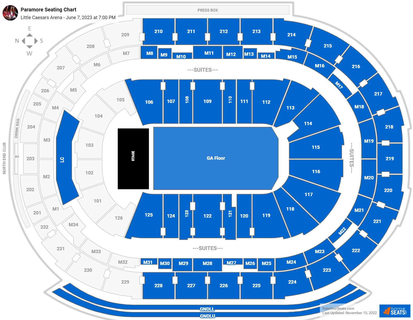 Paramore seating chart Little Caesars Arena
