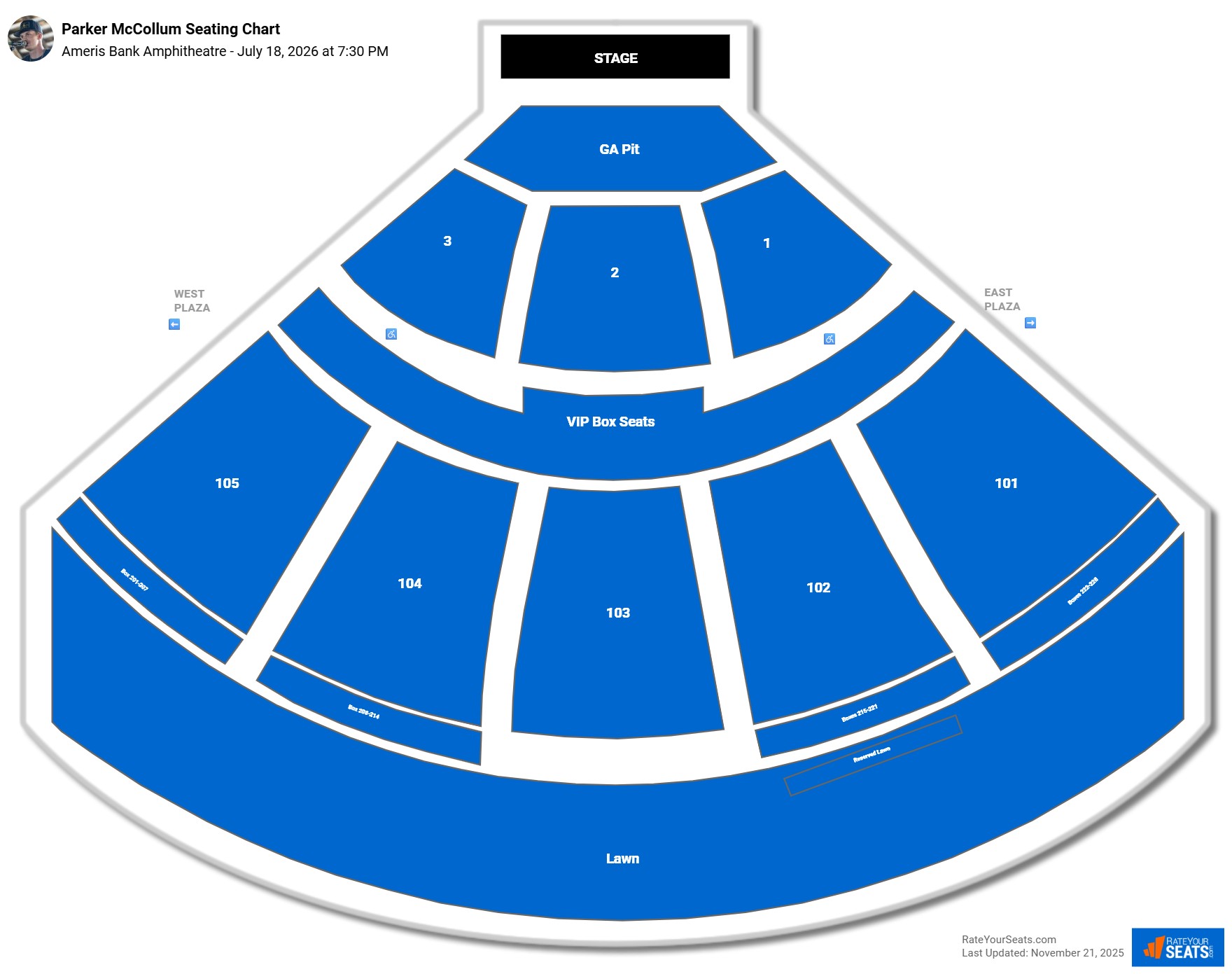 Parker McCollum seating chart Ameris Bank Amphitheatre