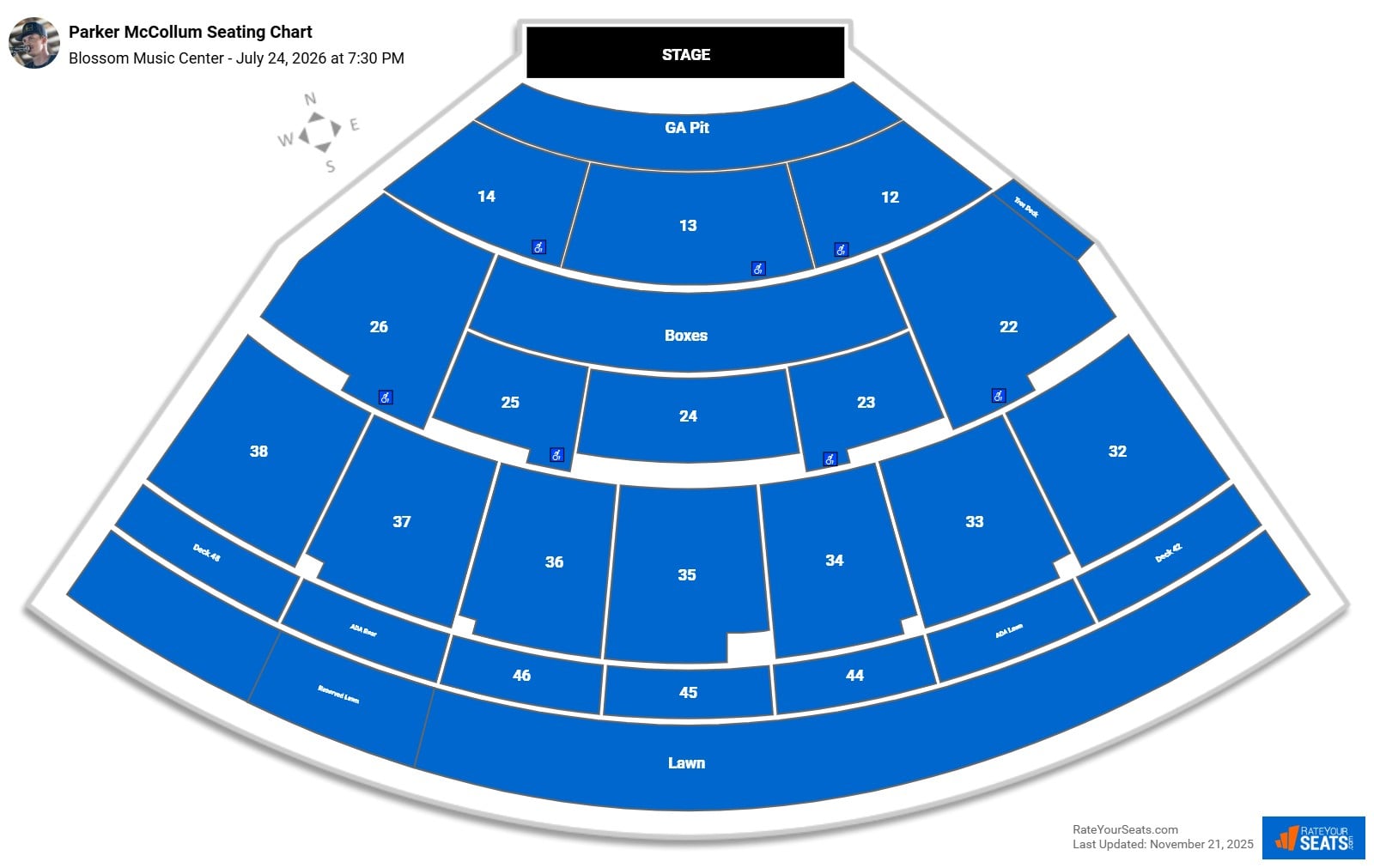 Parker McCollum seating chart Blossom Music Center
