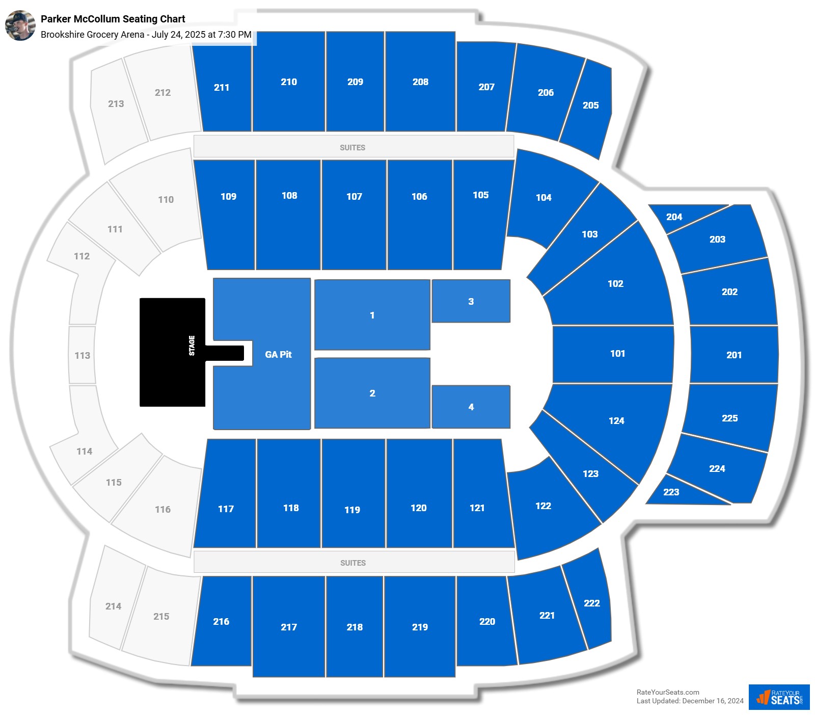 Parker McCollum seating chart Brookshire Grocery Arena