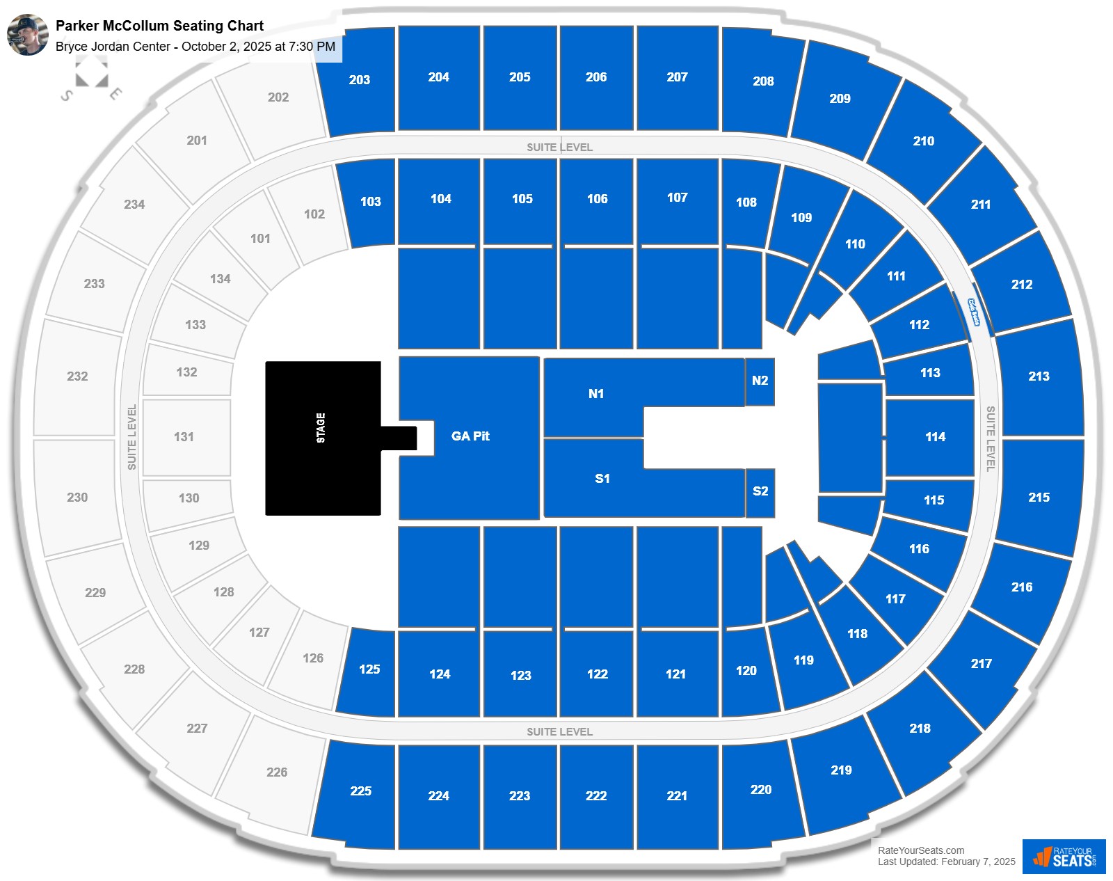 Parker McCollum seating chart Bryce Jordan Center