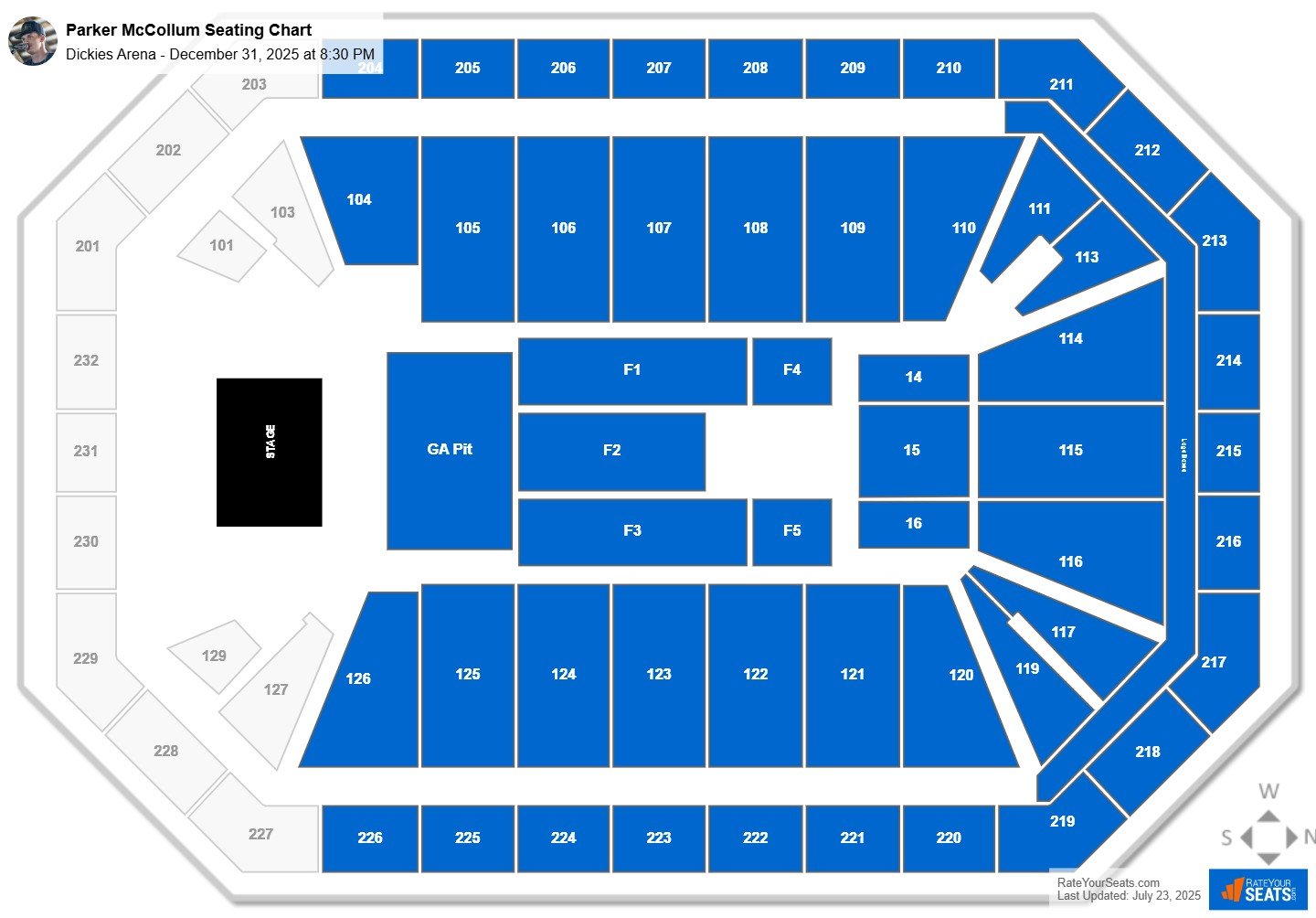 Parker McCollum seating chart Dickies Arena