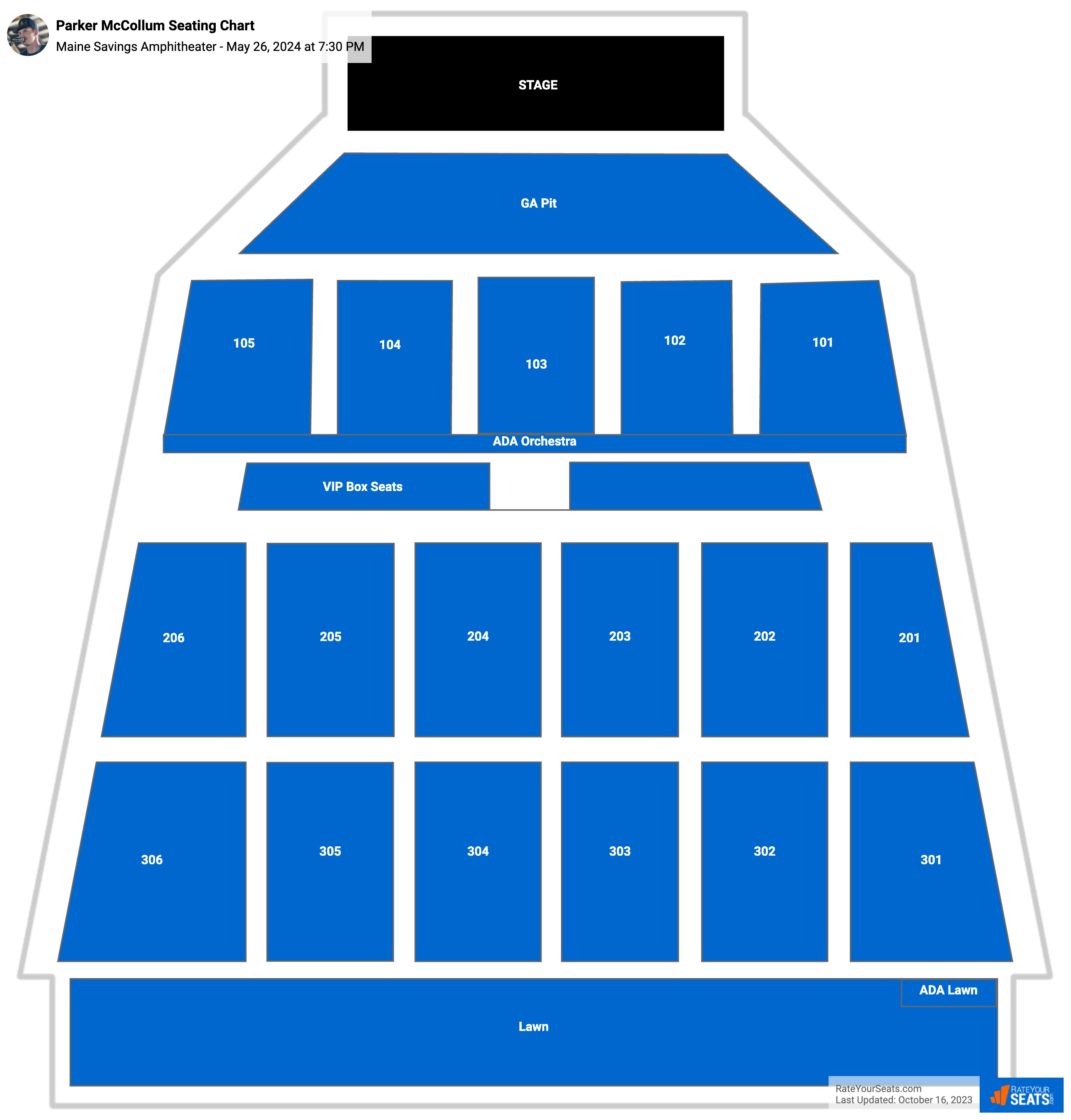 Parker McCollum seating chart Maine Savings Amphitheater