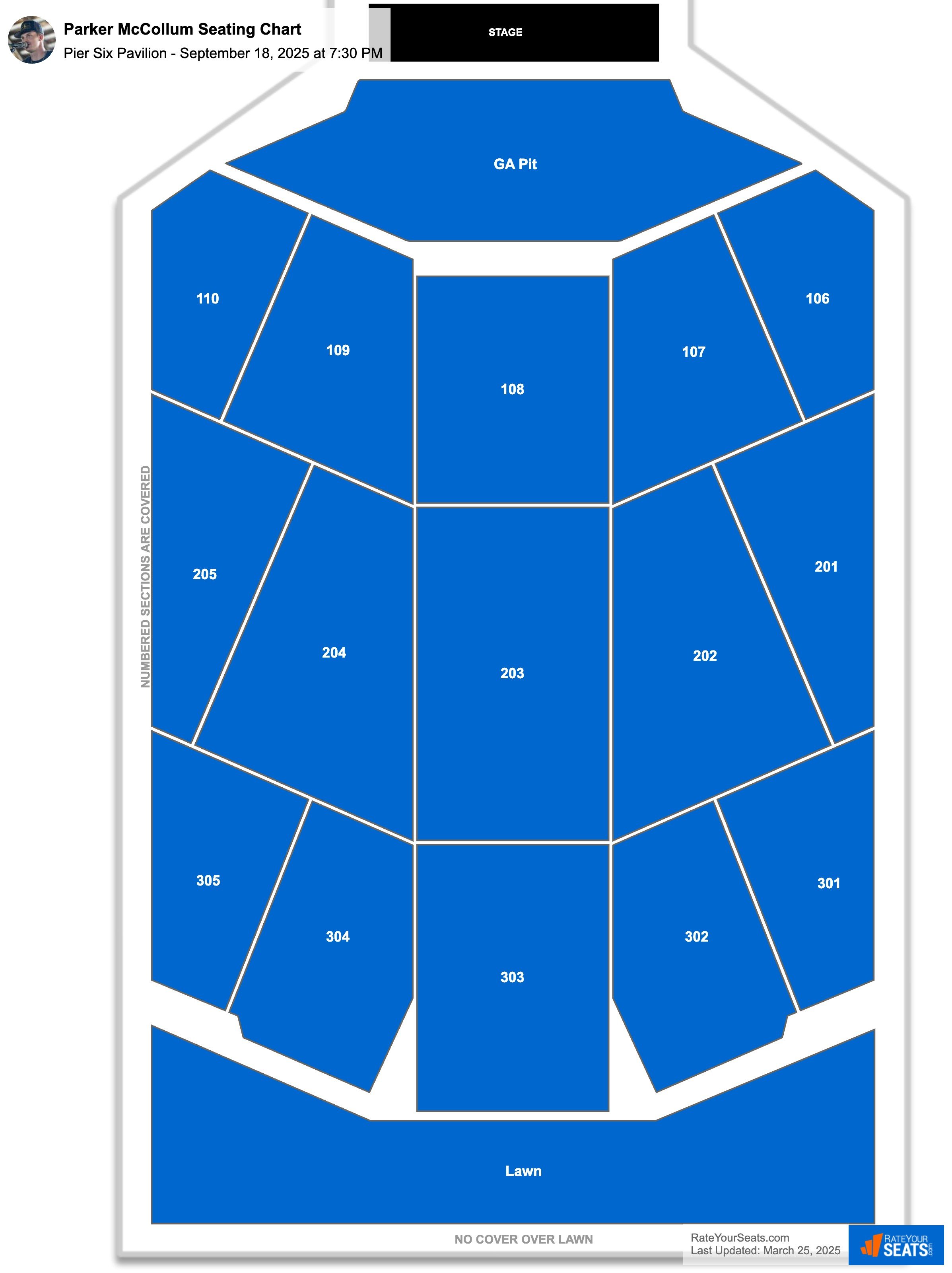 Parker McCollum seating chart Pier Six Pavilion