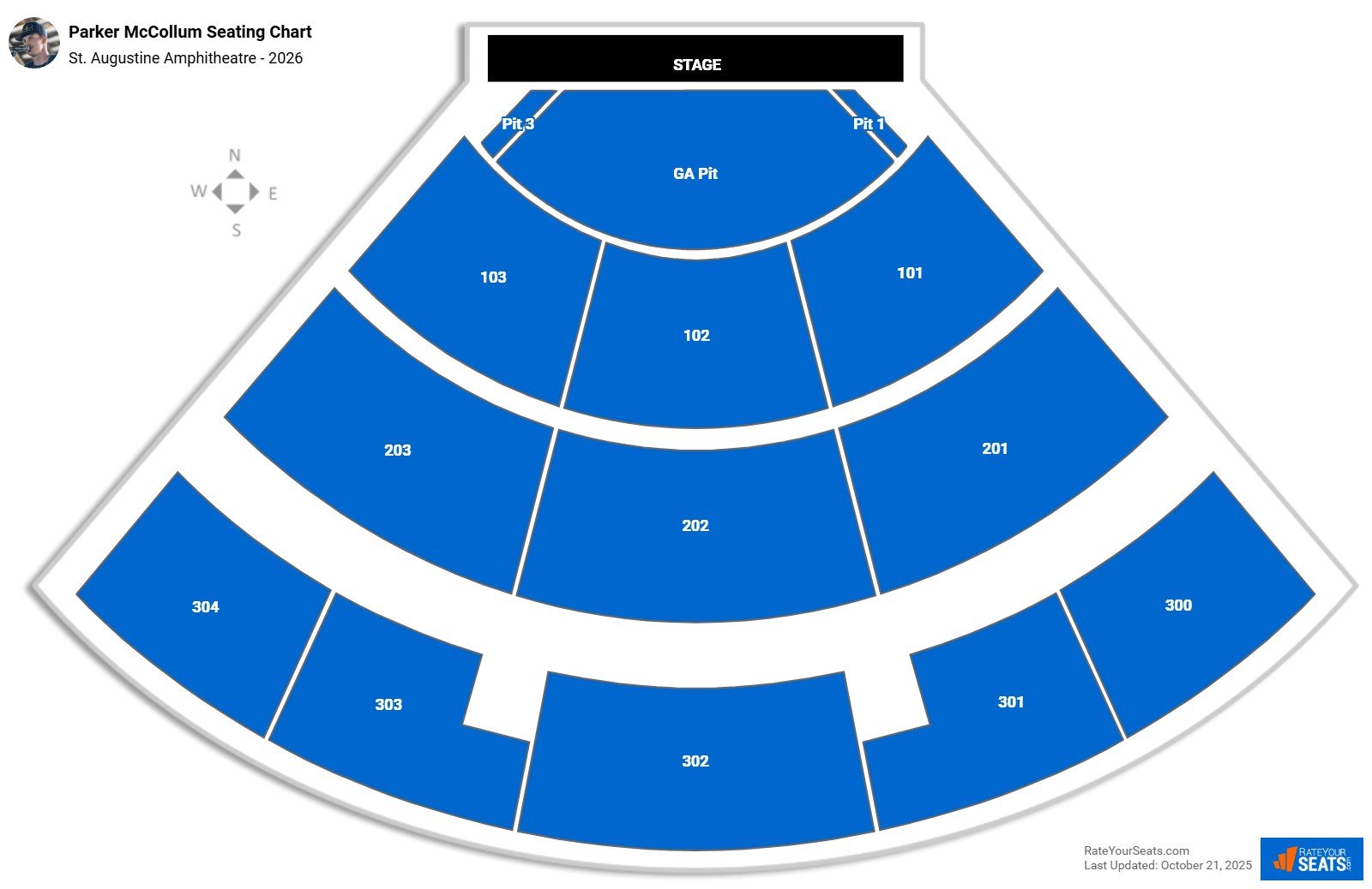 Parker McCollum seating chart St. Augustine Amphitheatre