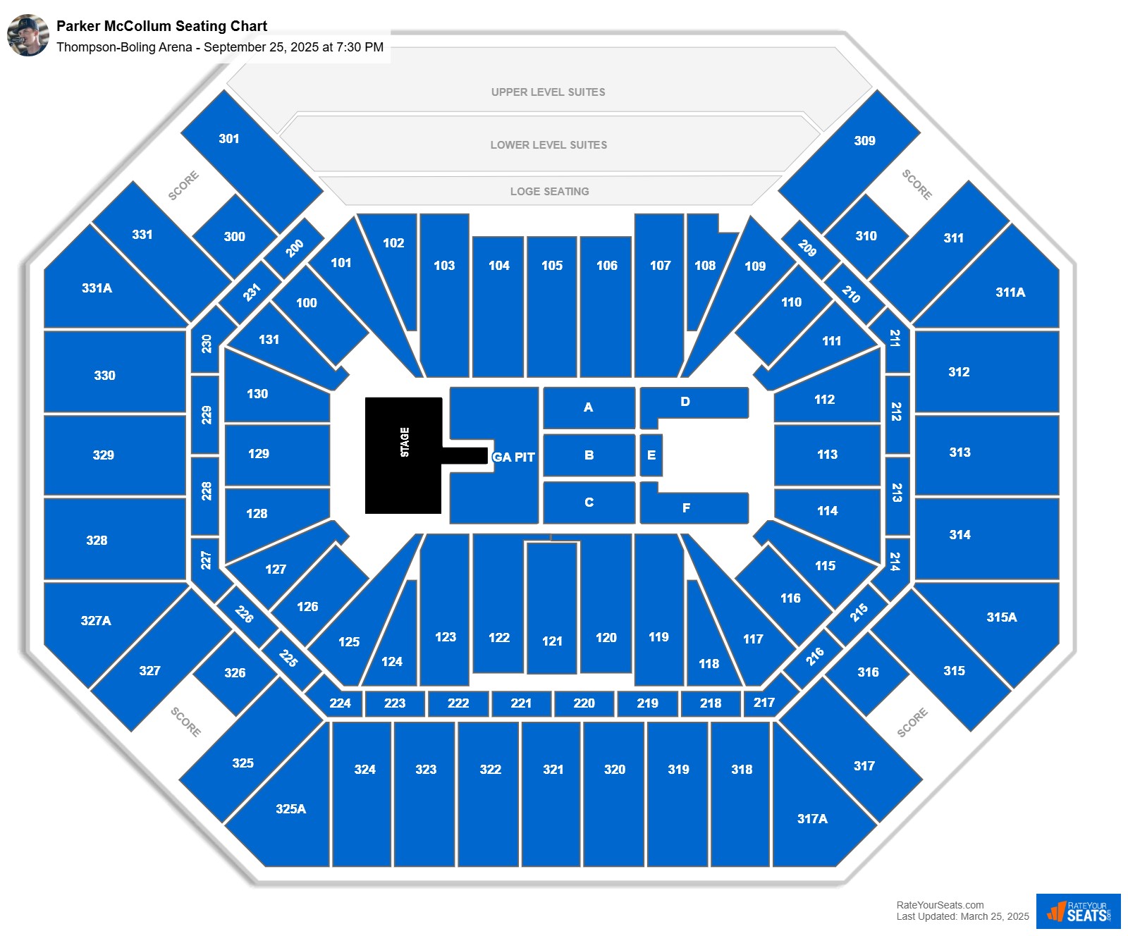 Parker McCollum seating chart Thompson-Boling Arena