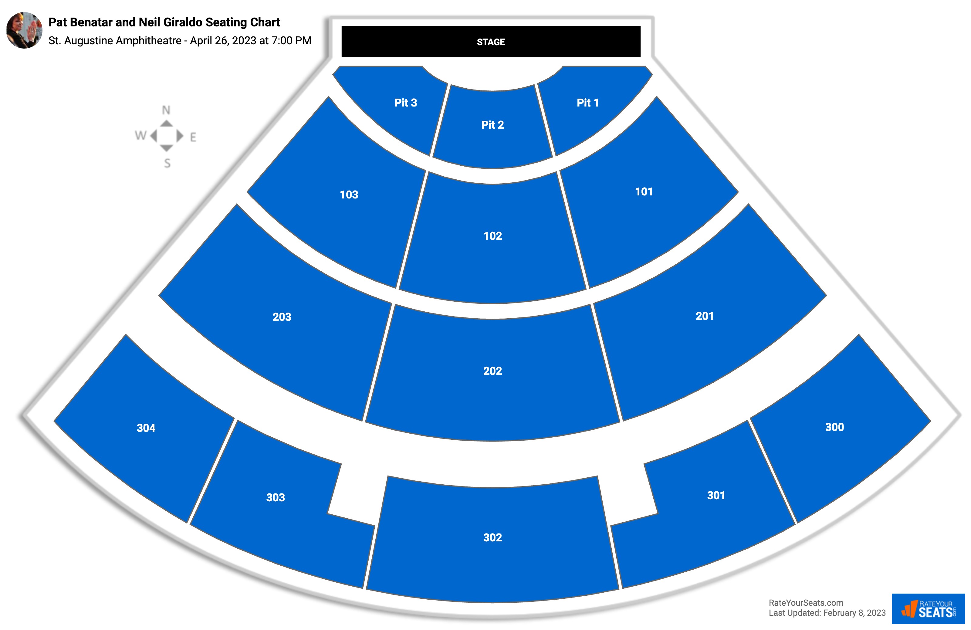 Pat Benatar and Neil Giraldo seating chart St. Augustine Amphitheatre