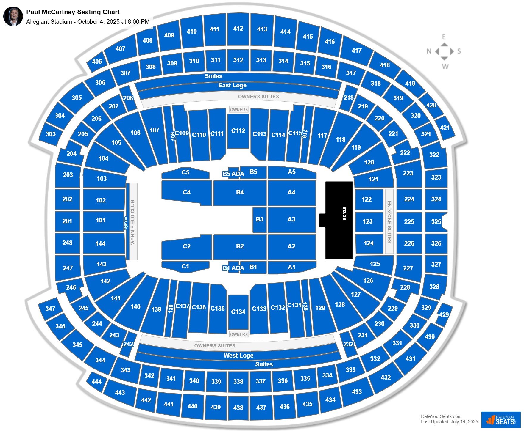 Paul McCartney seating chart Allegiant Stadium