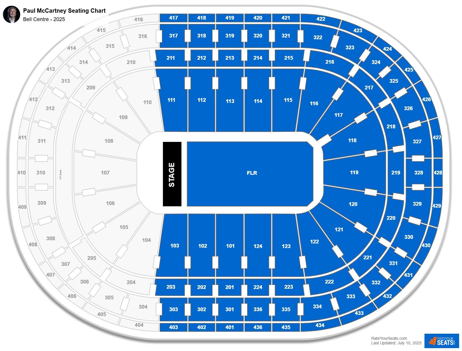 Paul McCartney seating chart Bell Centre