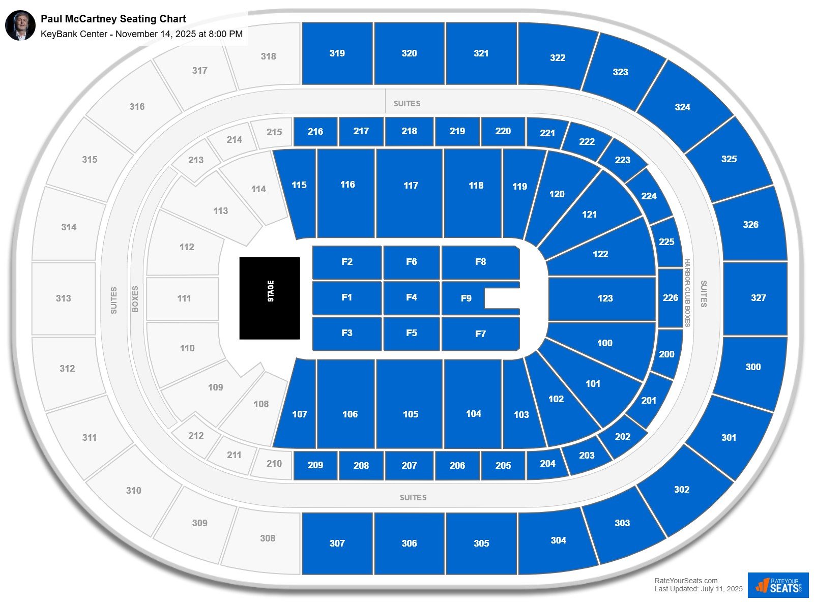 Paul McCartney seating chart KeyBank Center