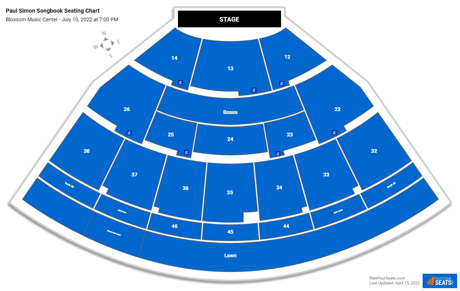 Paul Simon Songbook seating chart Blossom Music Center