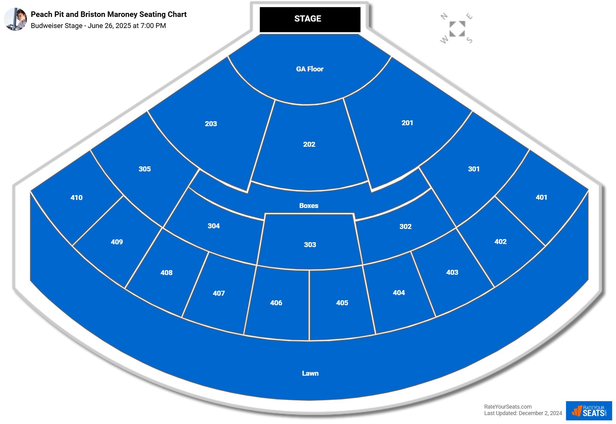Peach Pit and Briston Maroney seating chart Budweiser Stage