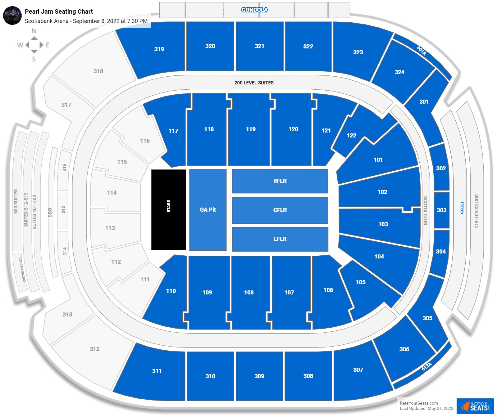 Pearl Jam seating chart Scotiabank Arena