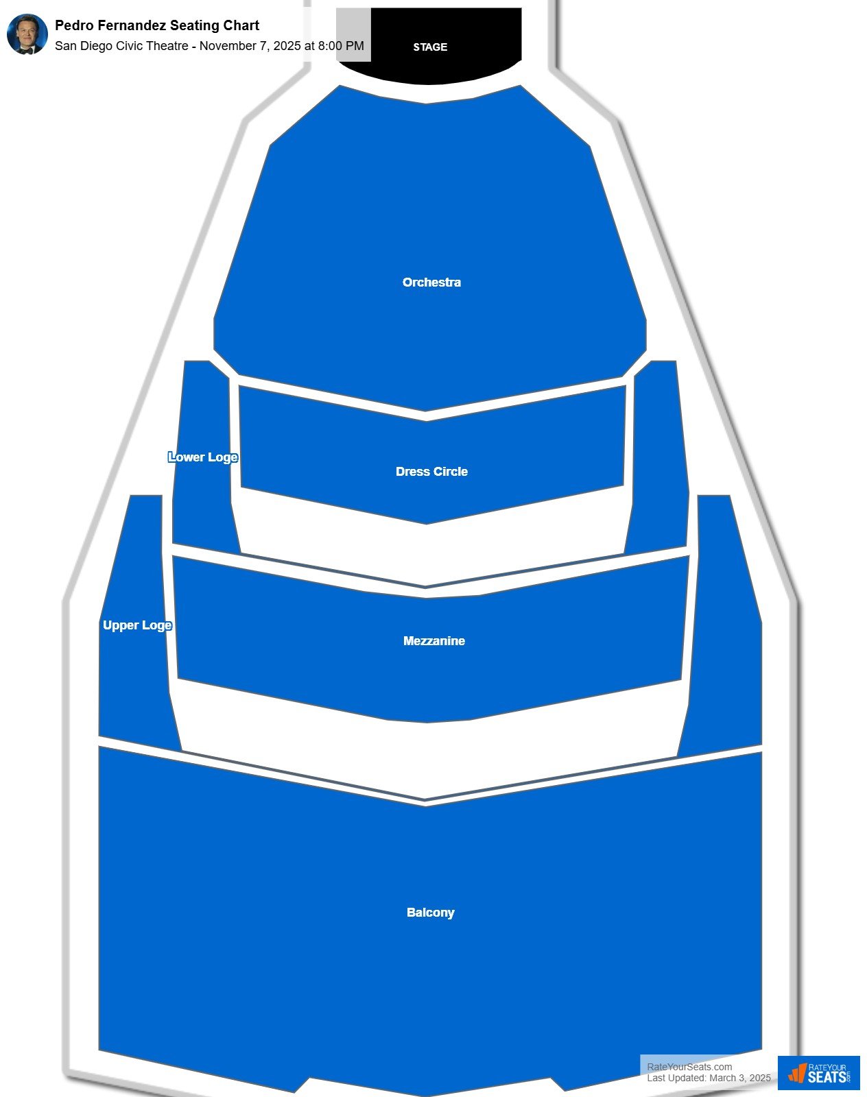 Pedro Fernandez seating chart San Diego Civic Theatre
