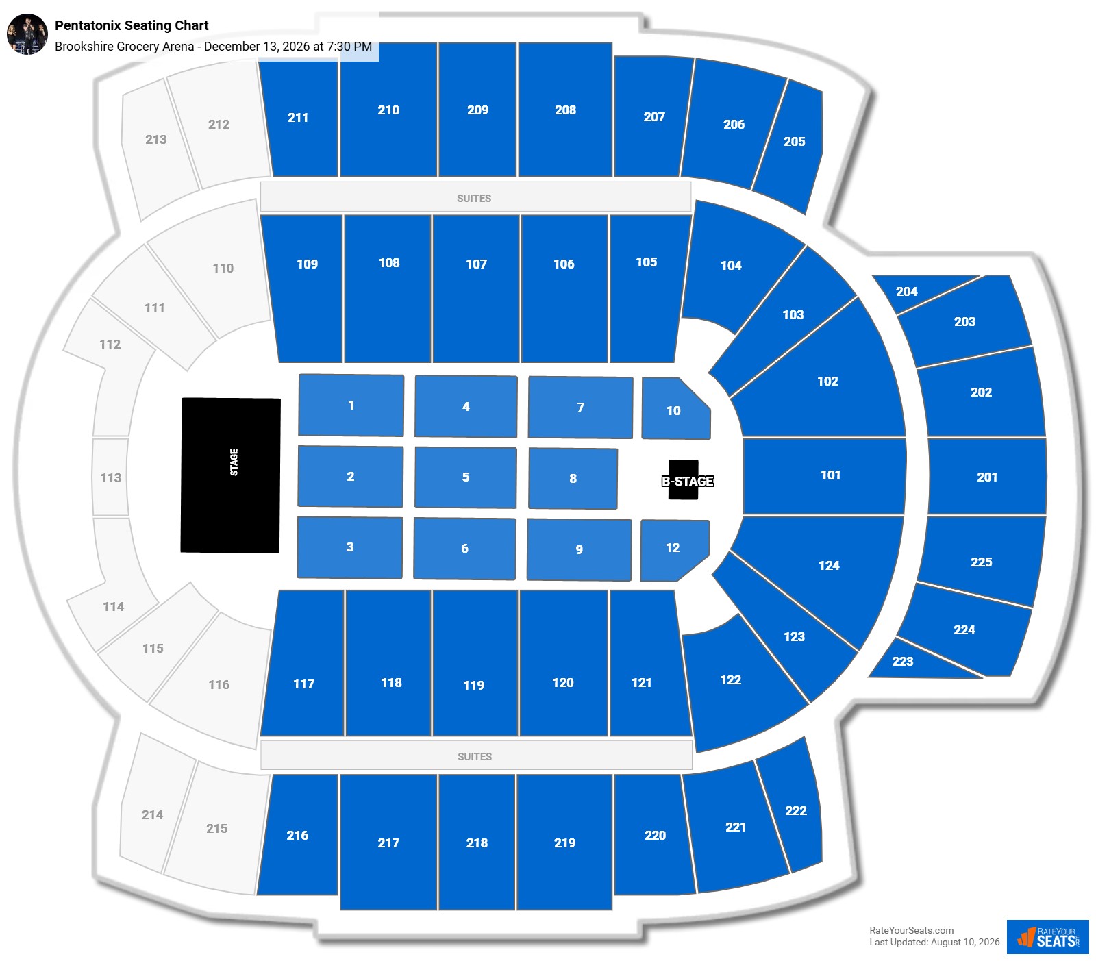 Pentatonix Seating Chart at Brookshire Grocery Arena