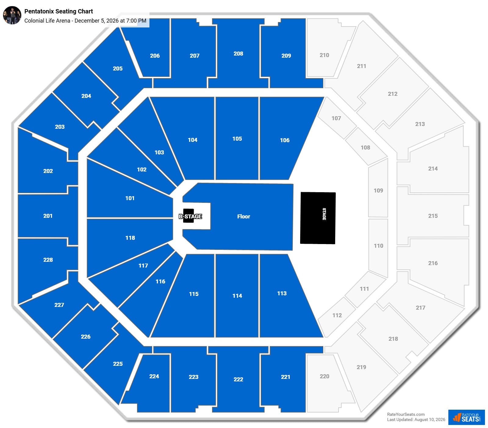 Pentatonix Seating Chart at Colonial Life Arena