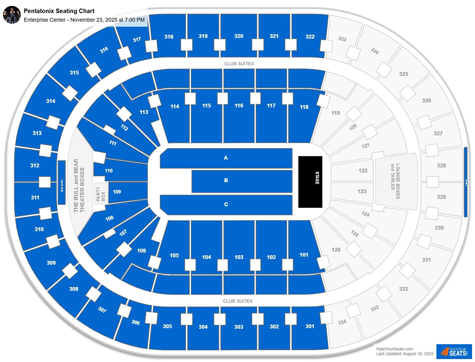 Pentatonix seating chart Enterprise Center